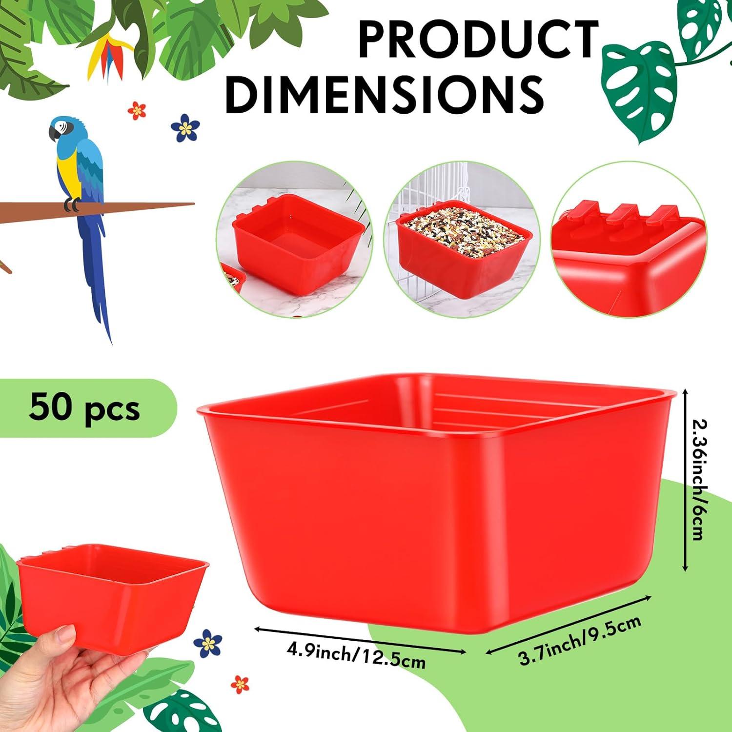 Maxdot 50 Tazas Comedero Colgante para Aves 0.47L Rojo