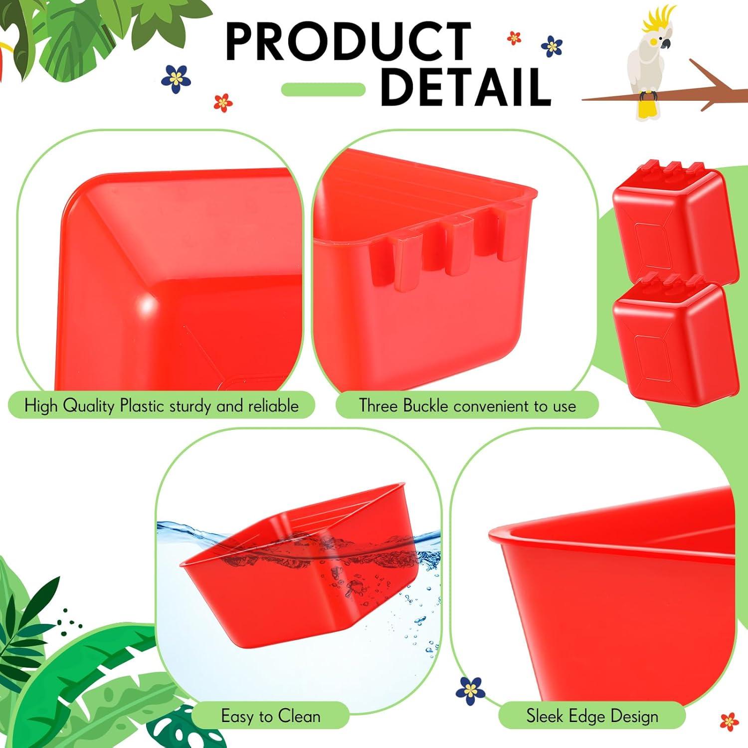 Maxdot 50 Tazas Comedero Colgante para Aves 0.47L Rojo