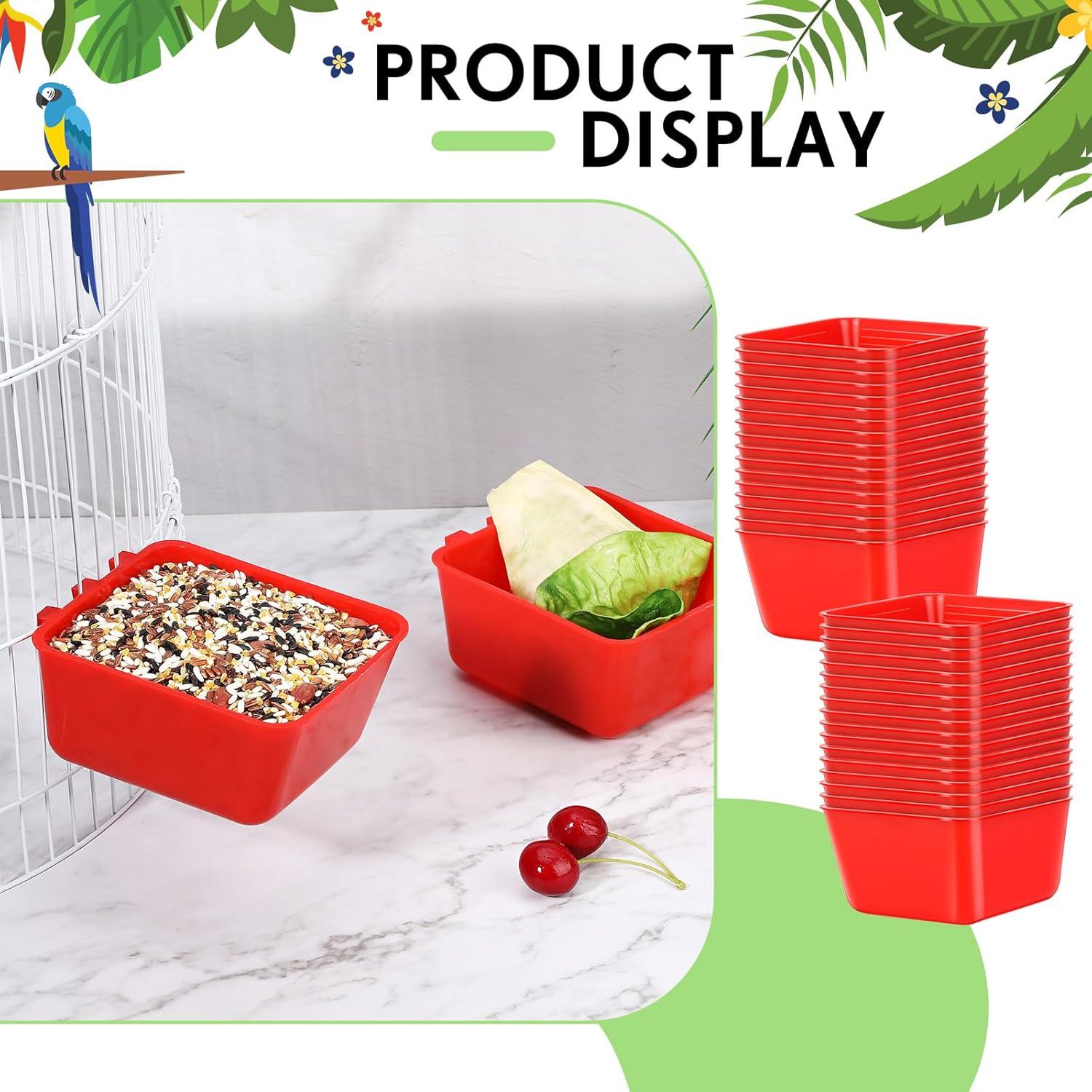 Maxdot 50 Tazas Comedero Colgante para Aves 0.47L Rojo