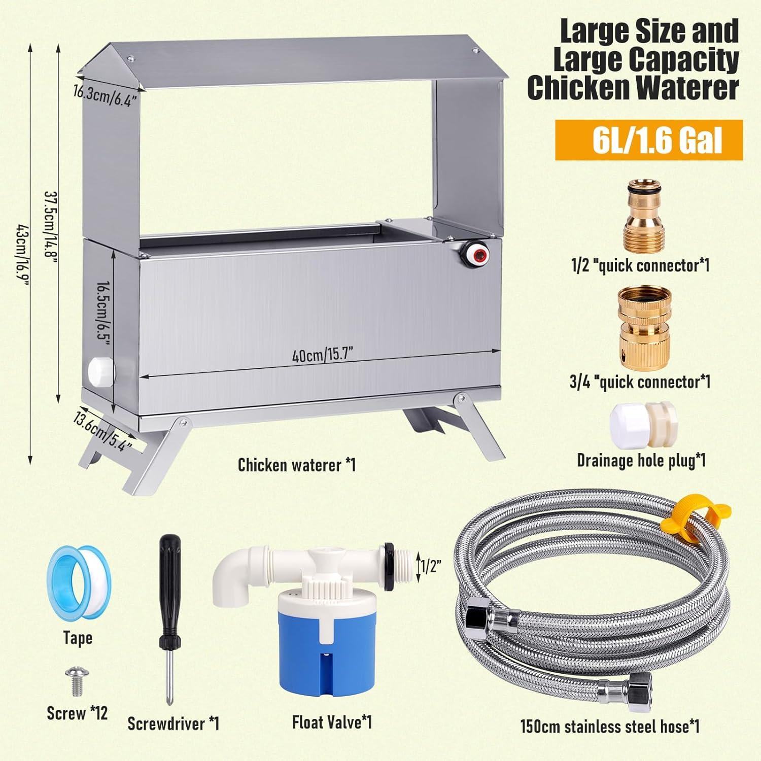 Bebedero Automático para Pollos 6L Acero Inoxidable Zhengzhou