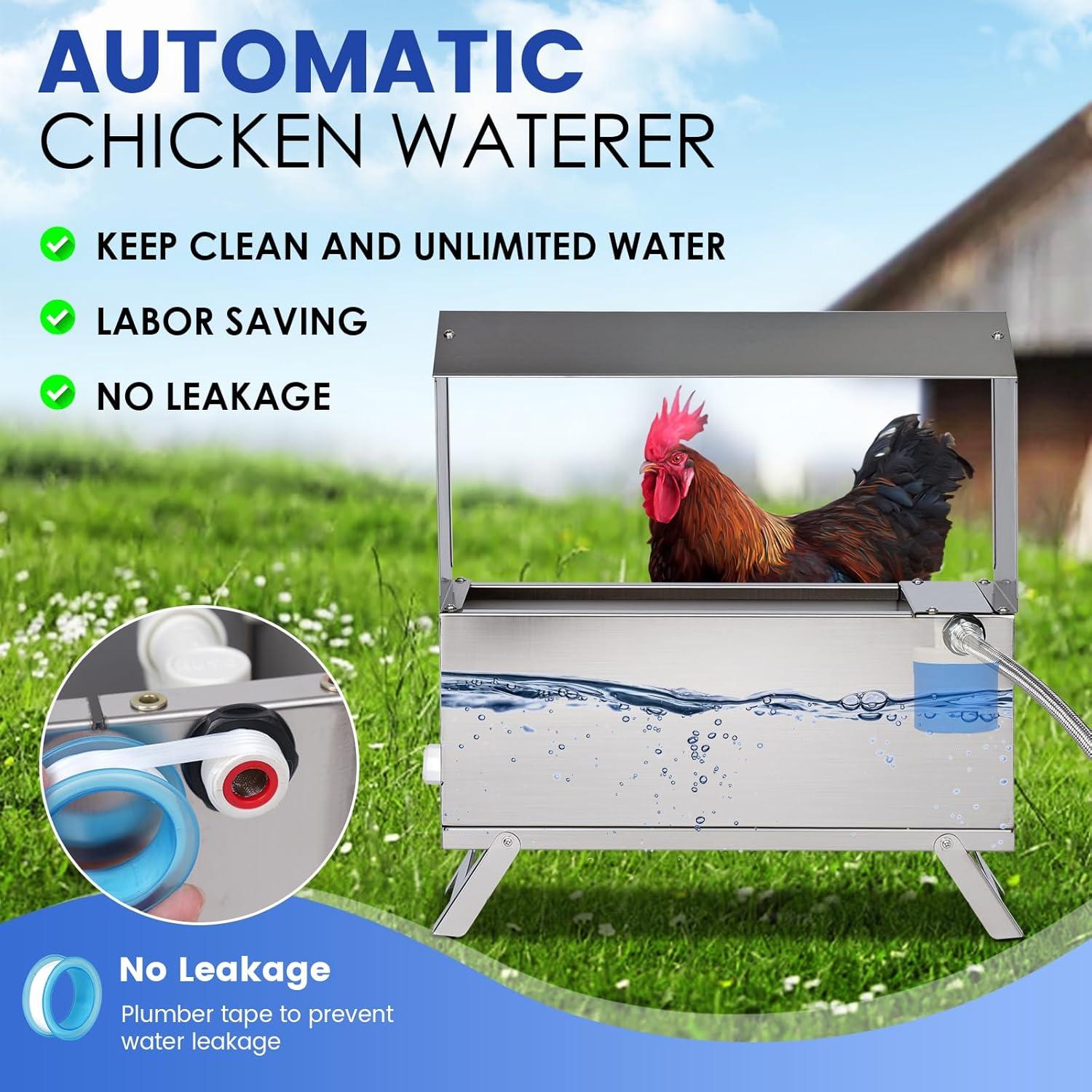 Dispensador Automático de Agua para Pollos LZWUNYXE 6L Acero Inoxidable