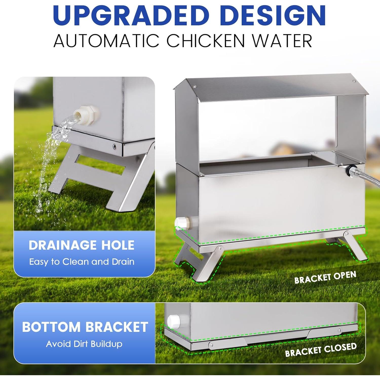 Dispensador Automático de Agua para Pollos LZWUNYXE 6L Acero Inoxidable