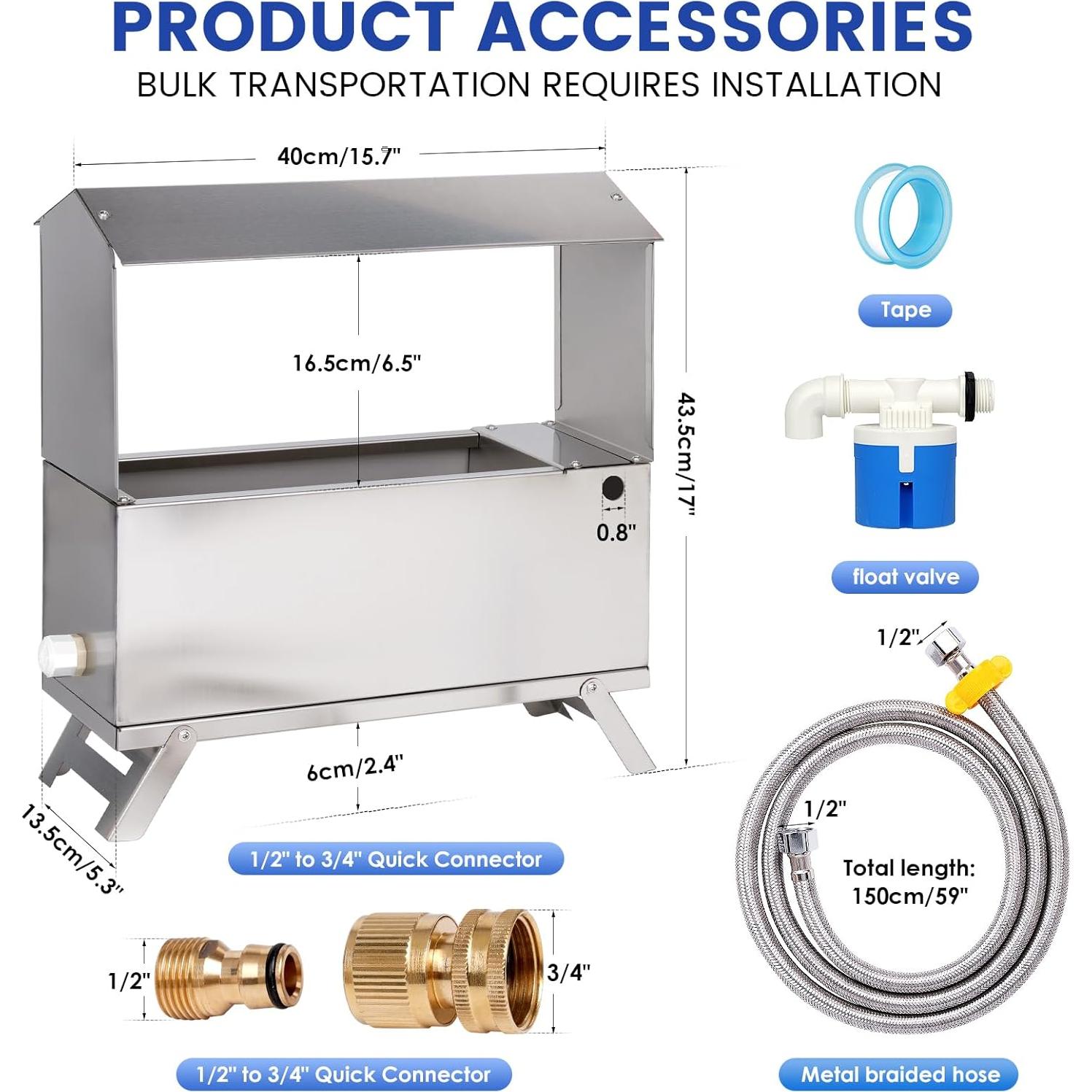 Dispensador Automático de Agua para Pollos LZWUNYXE 6L Acero Inoxidable