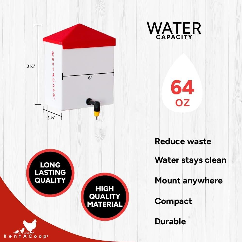 Bebedero Automático RentACoop 2L con 2 Picos para Aves