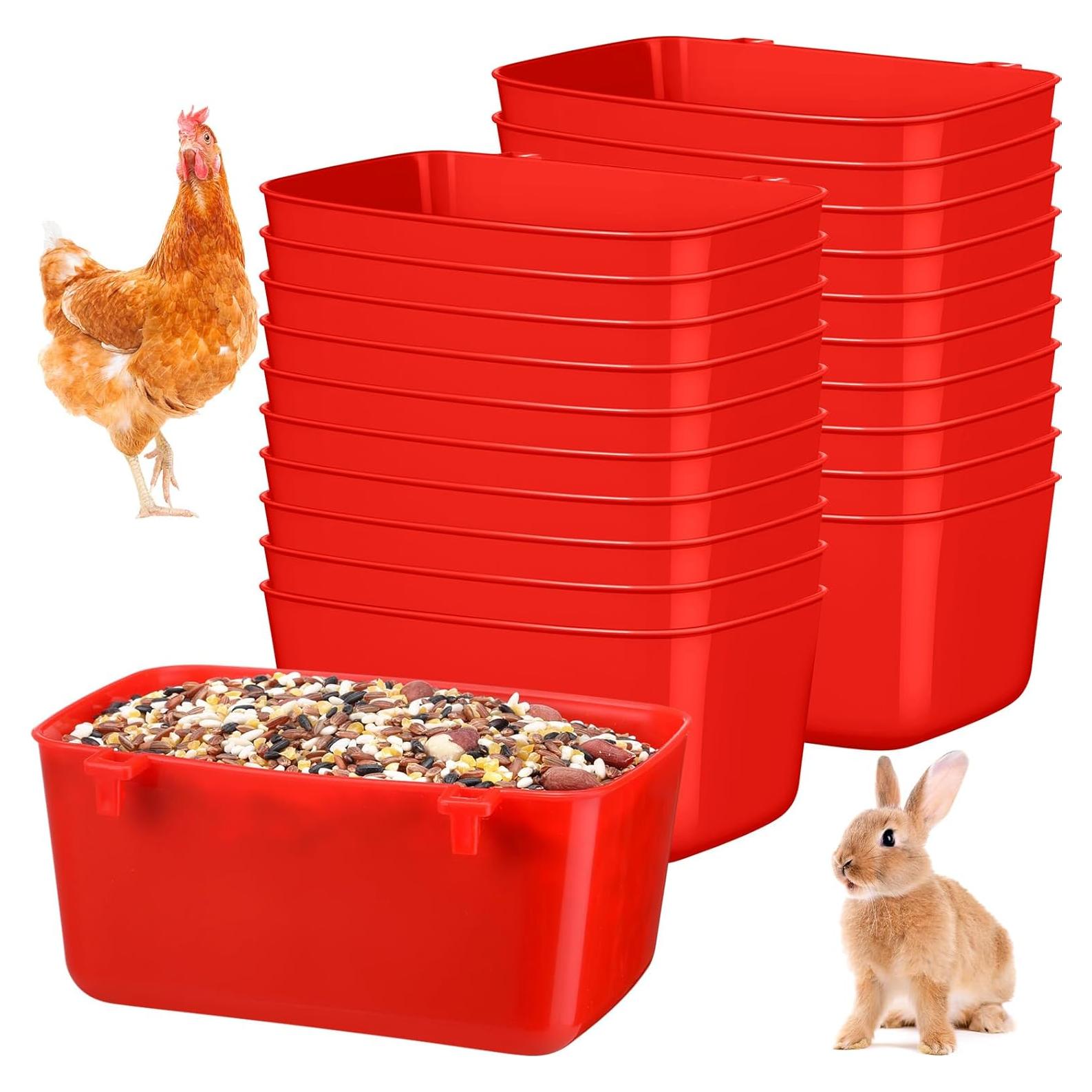 20 Tazas de Alimentación para Aves Zhehao 18 oz Plástico Rojo