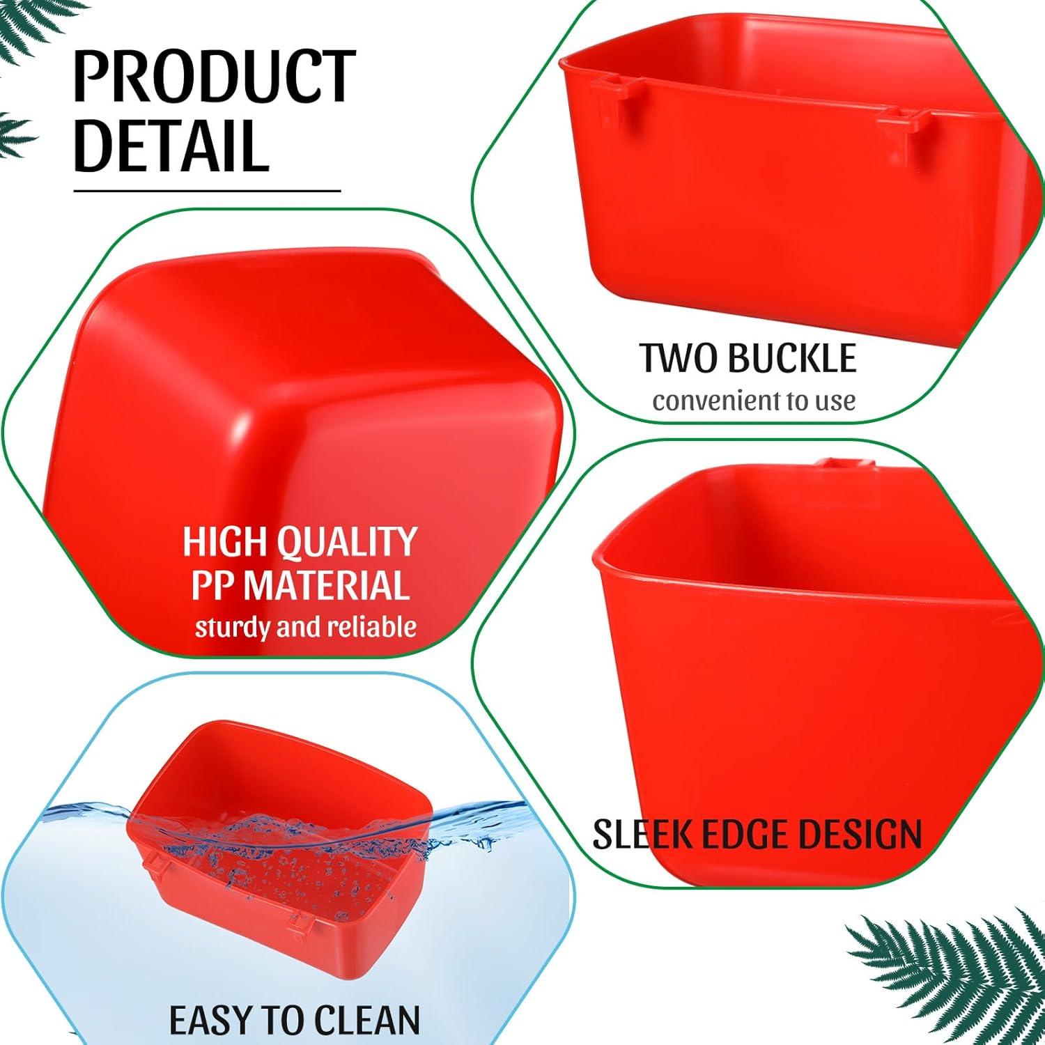 20 Tazas de Alimentación para Aves Zhehao 18 oz Plástico Rojo