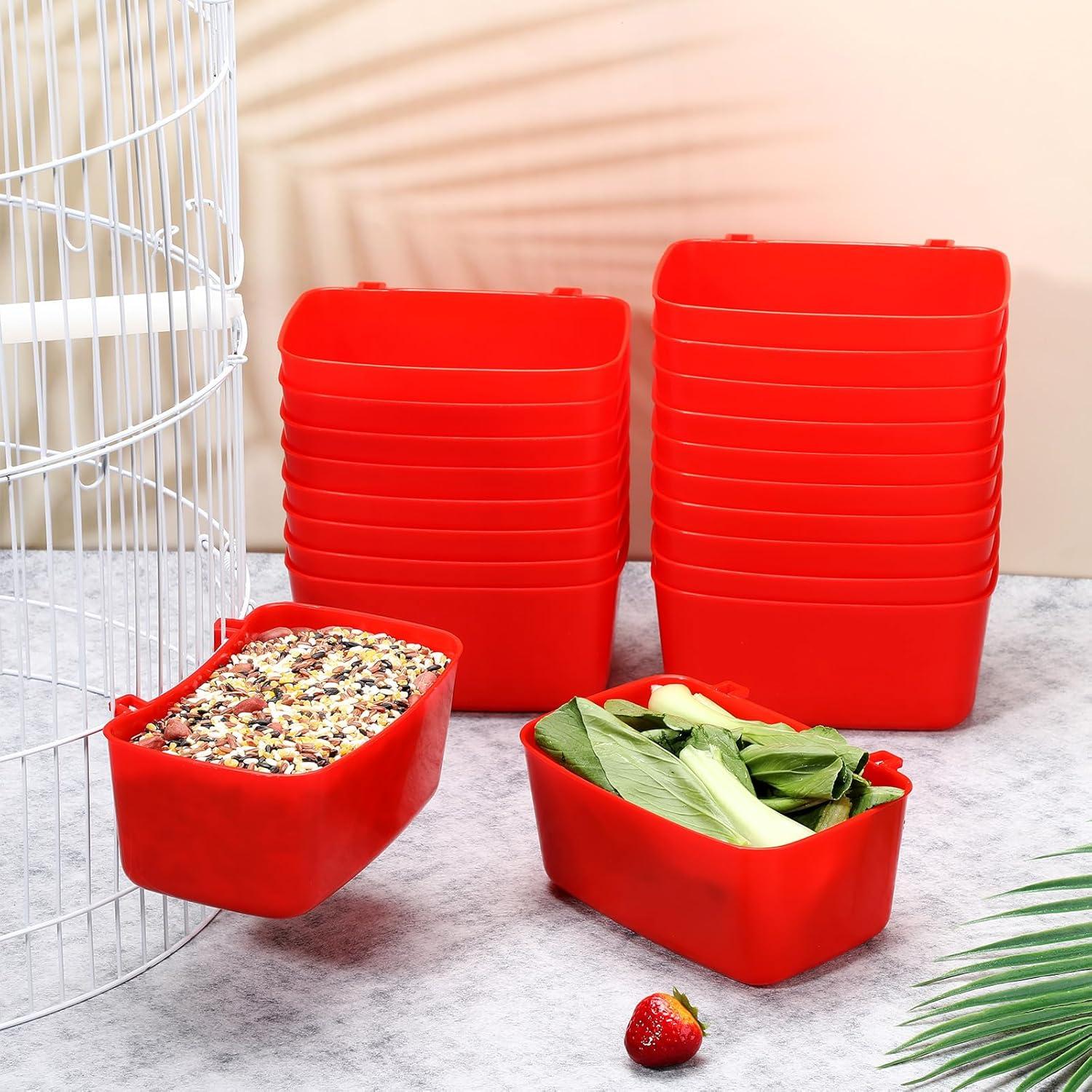 20 Tazas de Alimentación para Aves Zhehao 18 oz Plástico Rojo