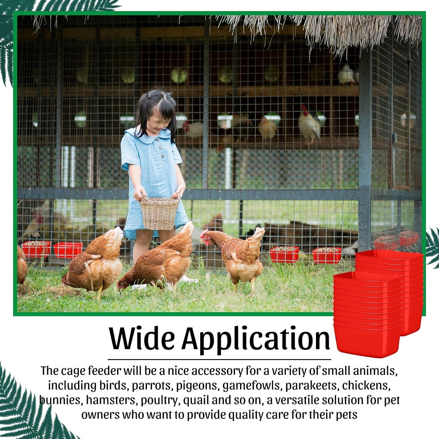 20 Tazas de Alimentación para Aves Zhehao 18 oz Plástico Rojo