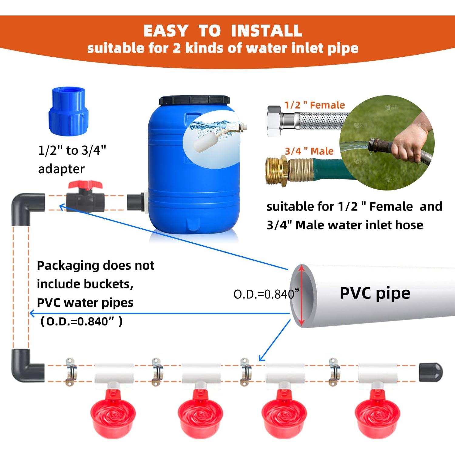 Sistema Automático de Bebederos para Pollos Ayakol 8 Tazas Rojo