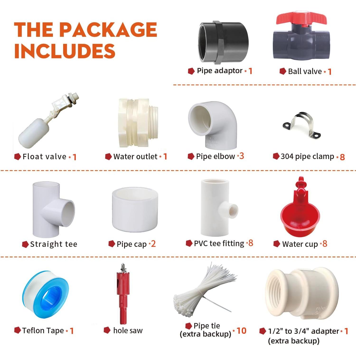 Sistema Automático de Bebederos para Pollos Ayakol 8 Tazas Rojo