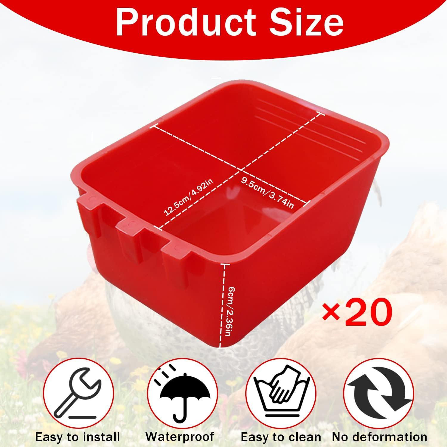 20 Tazas de Alimentación para Aves Rojo 250 ml - Hefei Mengku