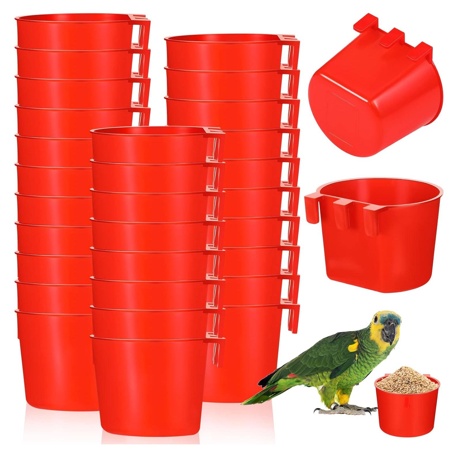30 Tazones de Alimentación para Aves Suclain 8.3 cm Rojo