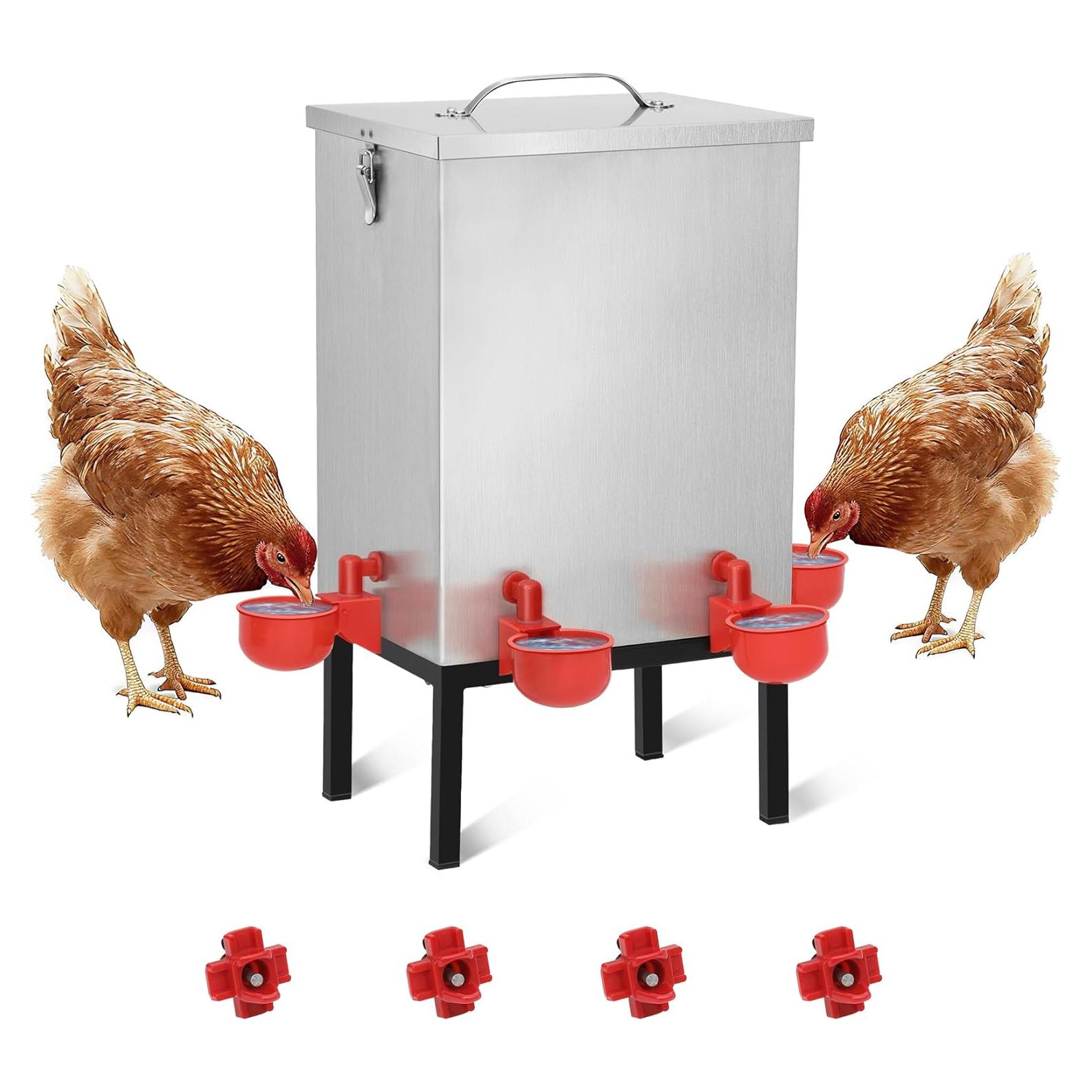 Bebedero Automático para Pollos Aowoil 11.36L Acero Inoxidable