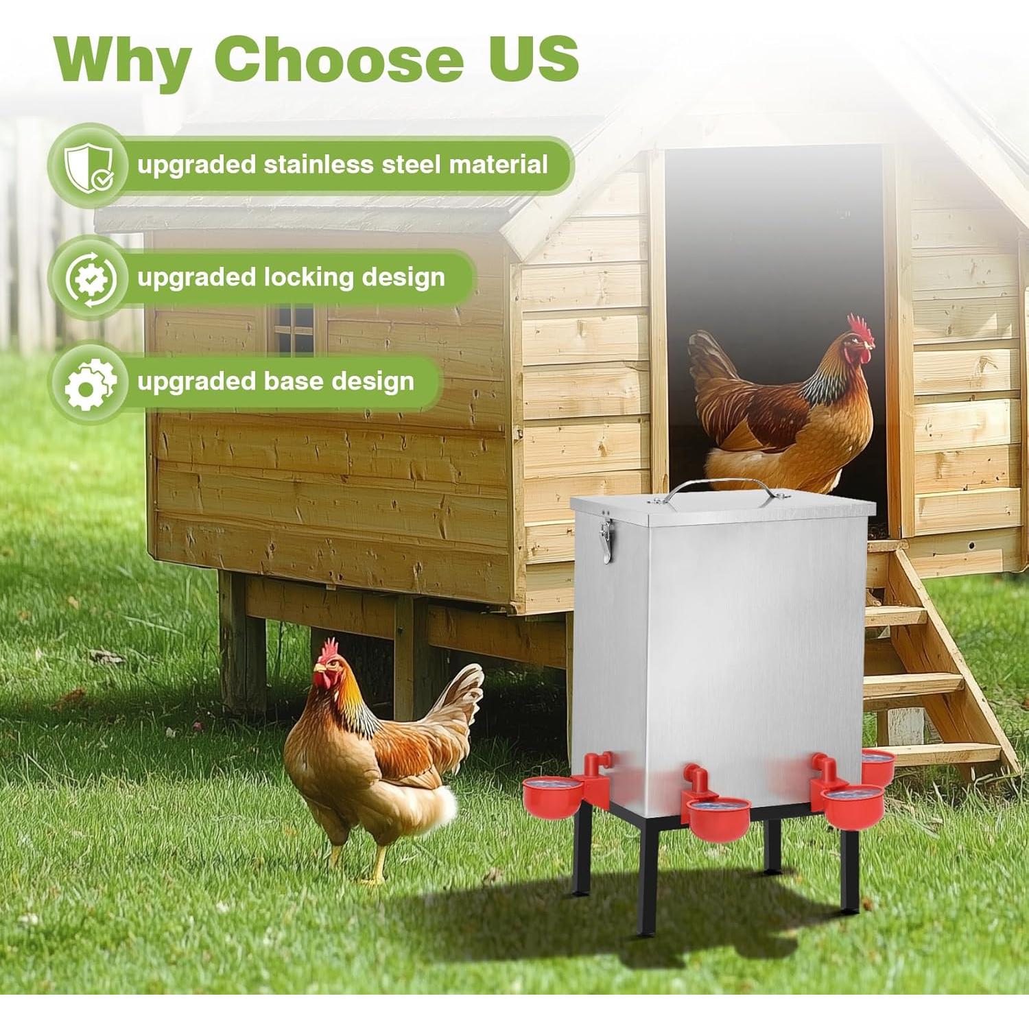 Bebedero Automático para Pollos Aowoil 11.36L Acero Inoxidable