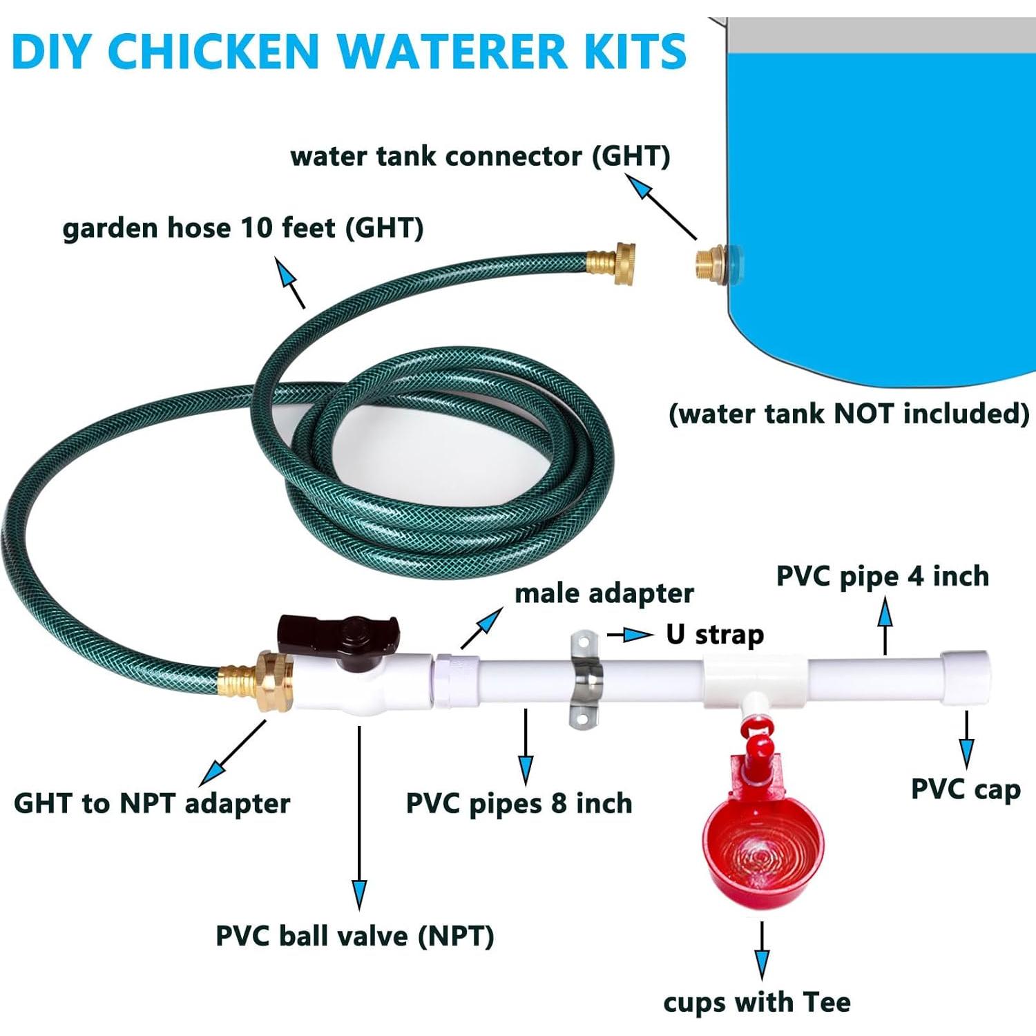 Sistema Automático de Agua para Pollos letsFix - Kit Completo PVC