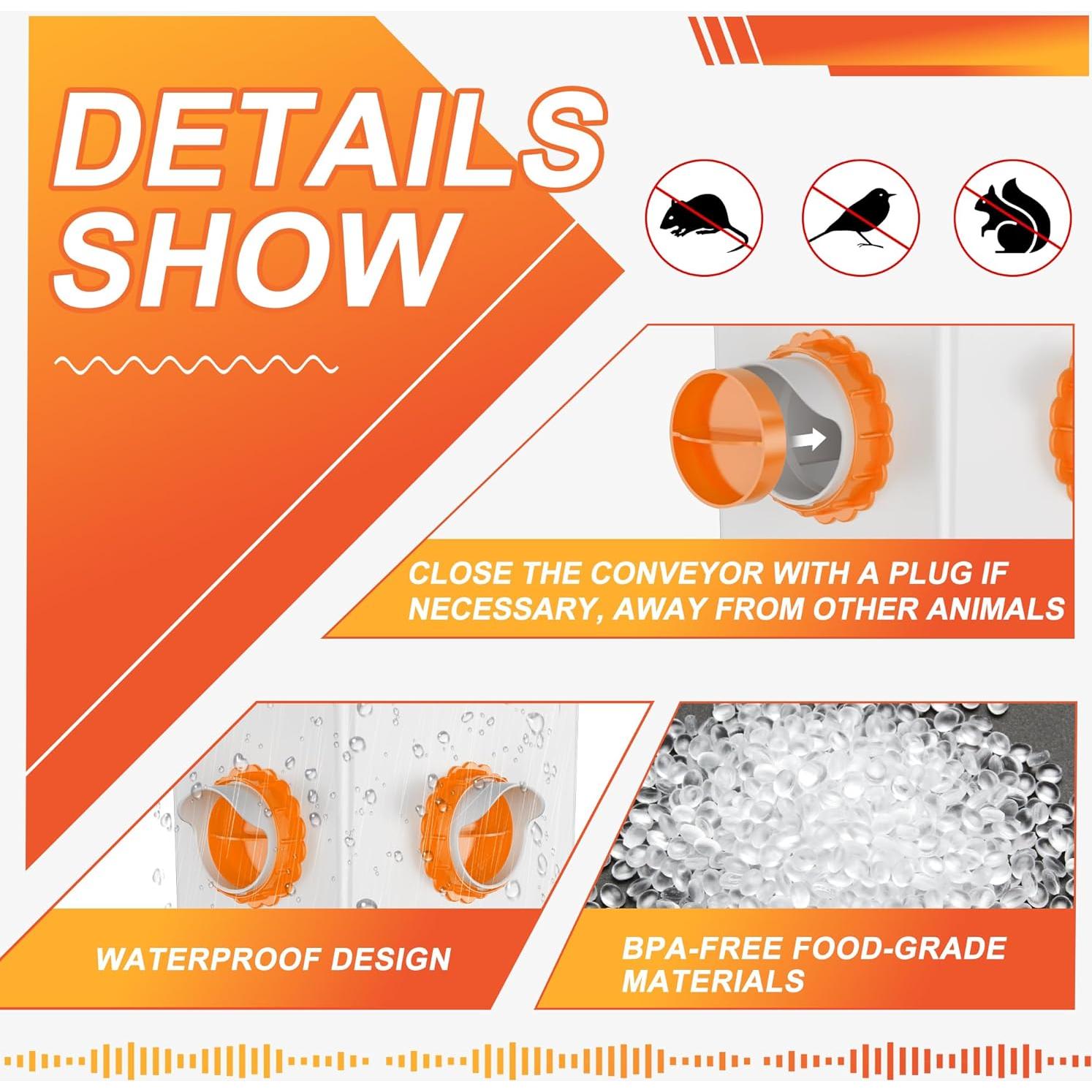 Comedero para Pollos DIY ZenxyHoC 4 Puertos Naranja