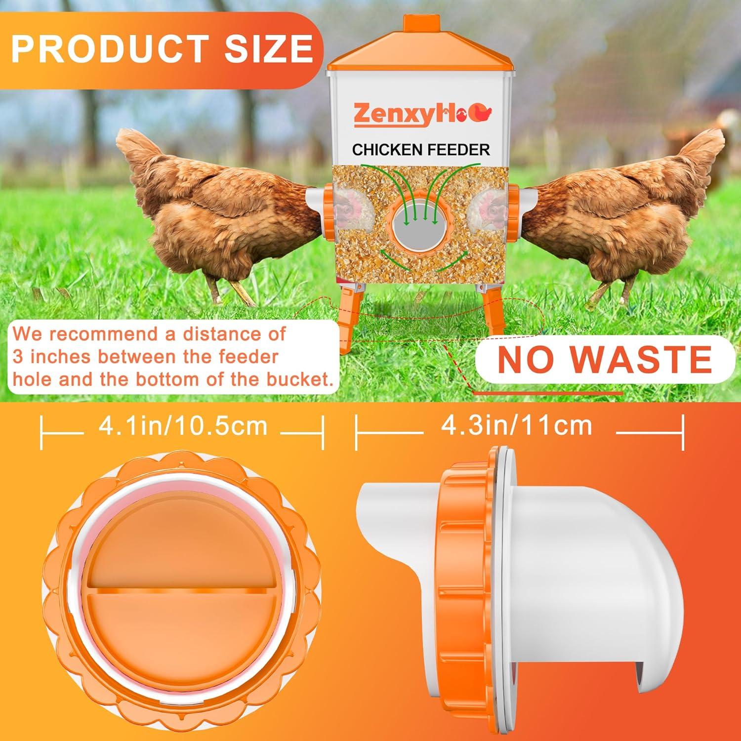 Comedero para Pollos DIY ZenxyHoC 4 Puertos Naranja