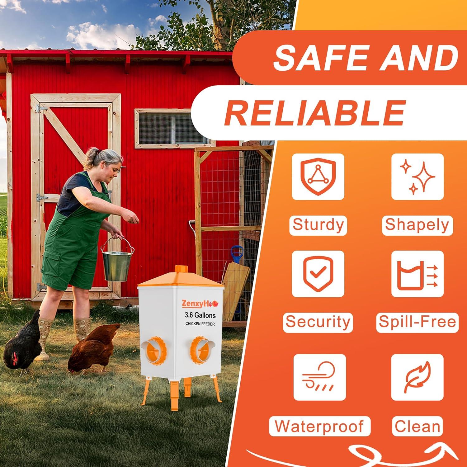 Comedero para Pollos DIY ZenxyHoC 4 Puertos Naranja