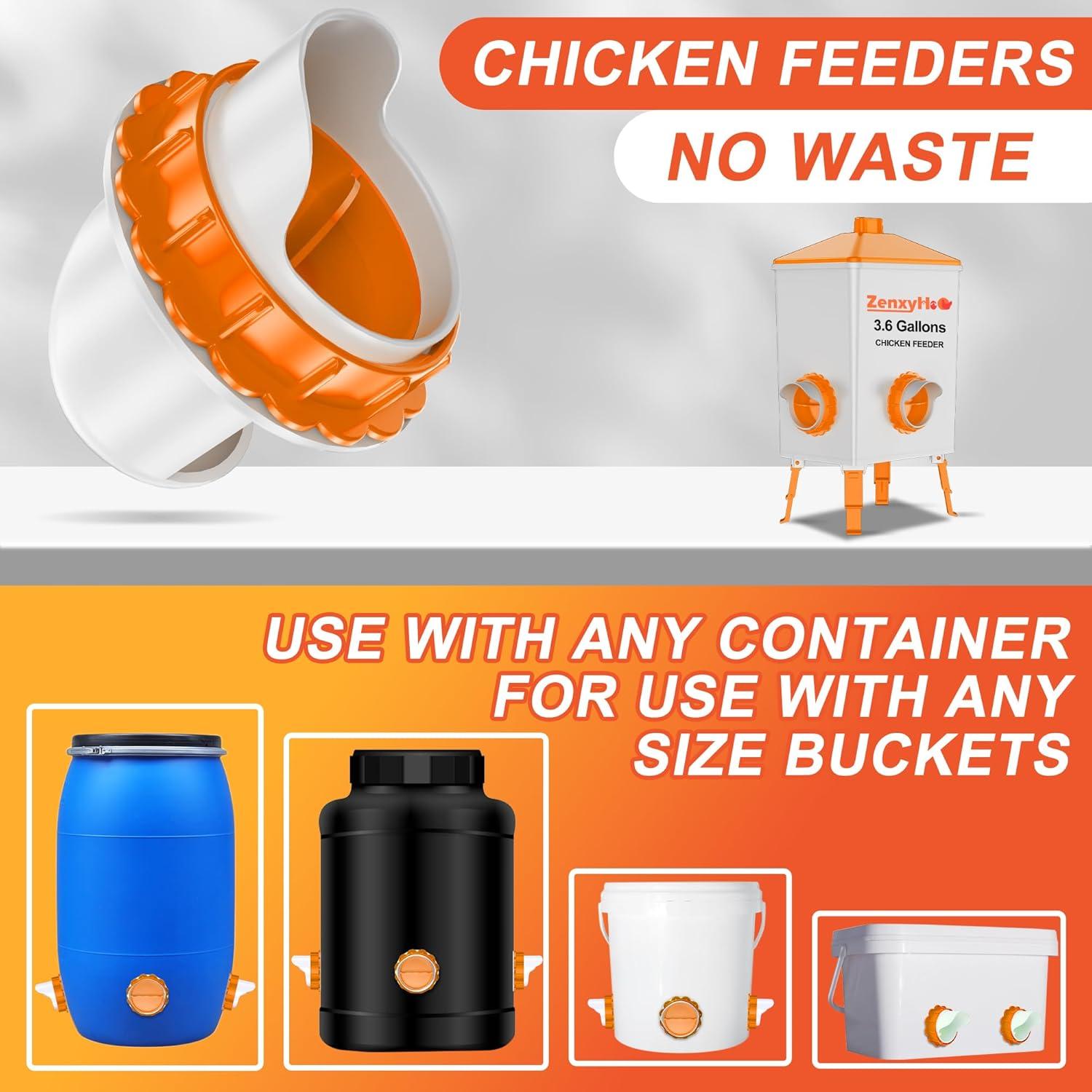 Comedero para Pollos DIY ZenxyHoC 4 Puertos Naranja