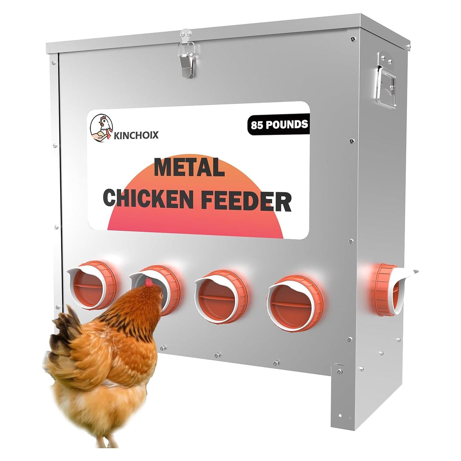 Comedero Automático de Metal Kinchoix 38.56kg 10 Puertos