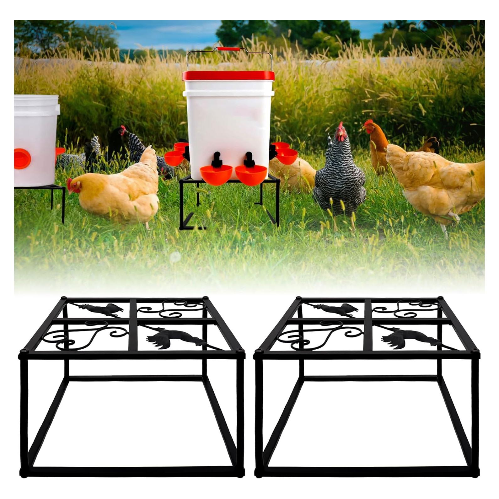 Soporte de Metal para Comedero y Bebedero de Pollo Beyoogeem