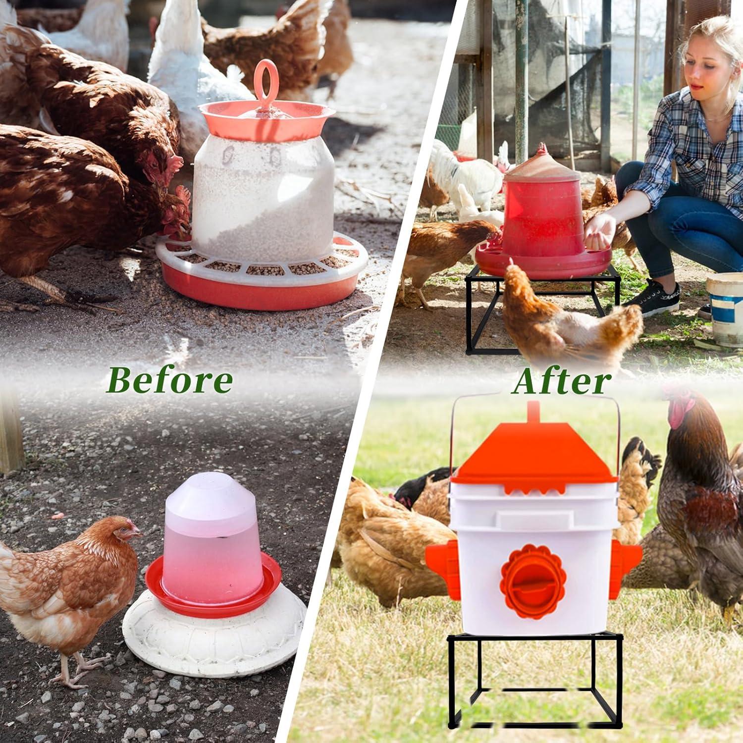 Soporte de Metal para Comedero y Bebedero de Pollo Beyoogeem