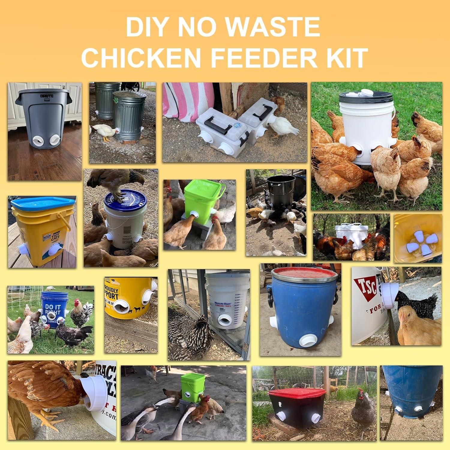 Kit de Comederos Automáticos para Gallinas TNDCKP 3 Puertos