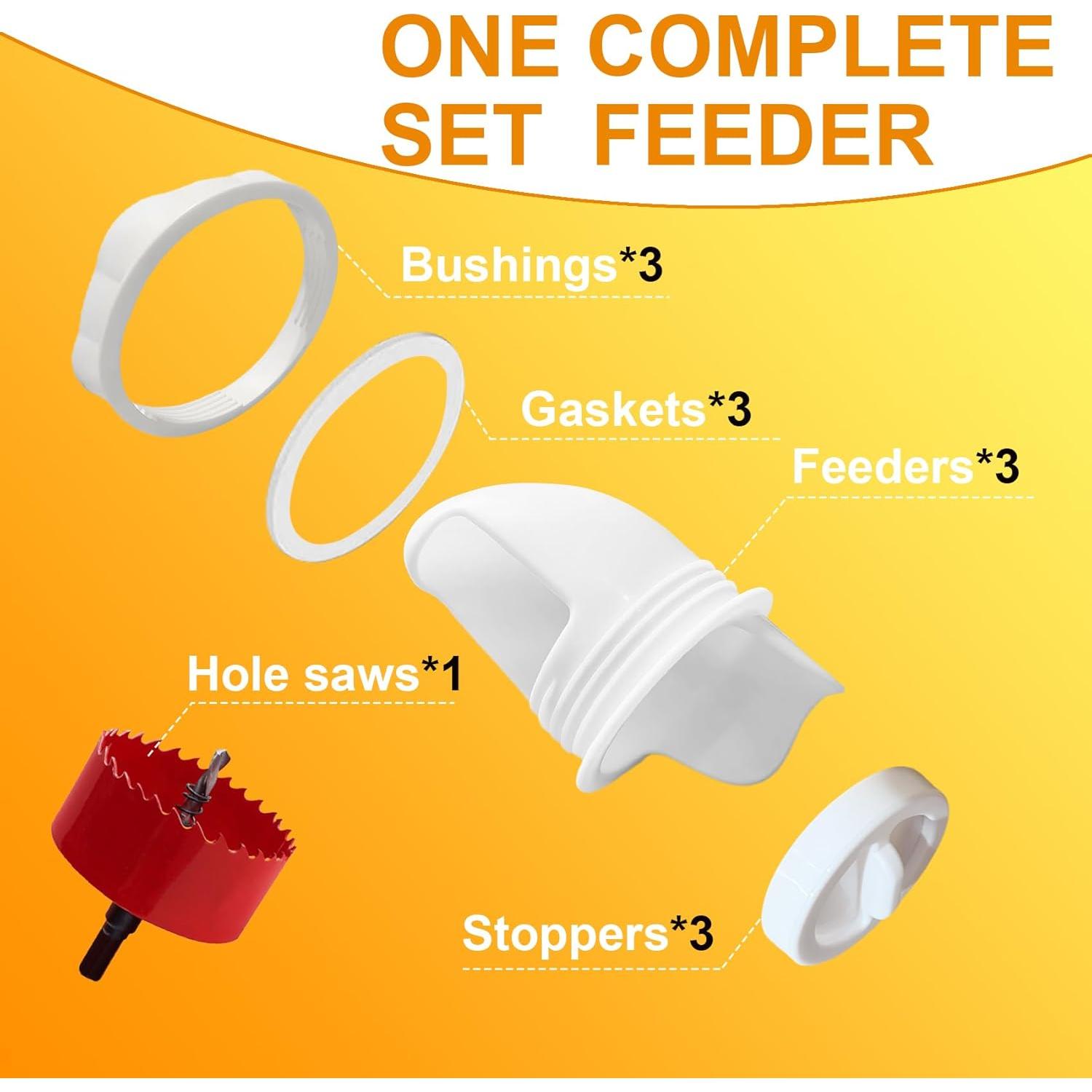 Kit de Comederos Automáticos para Gallinas TNDCKP 3 Puertos