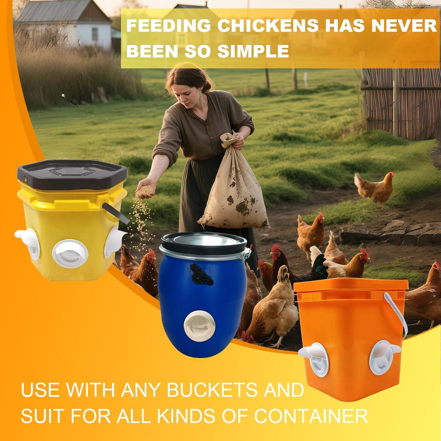 Kit de Comederos Automáticos para Gallinas TNDCKP 3 Puertos