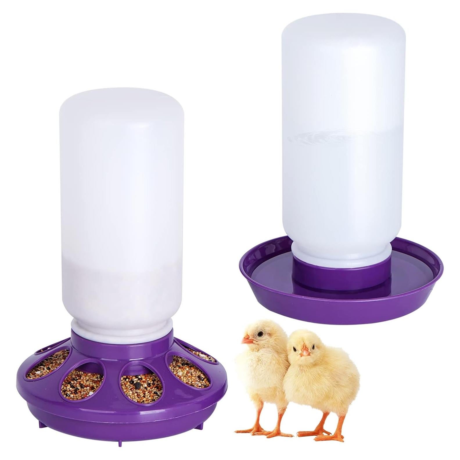 Kit de Comedero y Bebedero para Pollos NAOEDEAH 1L Púrpura