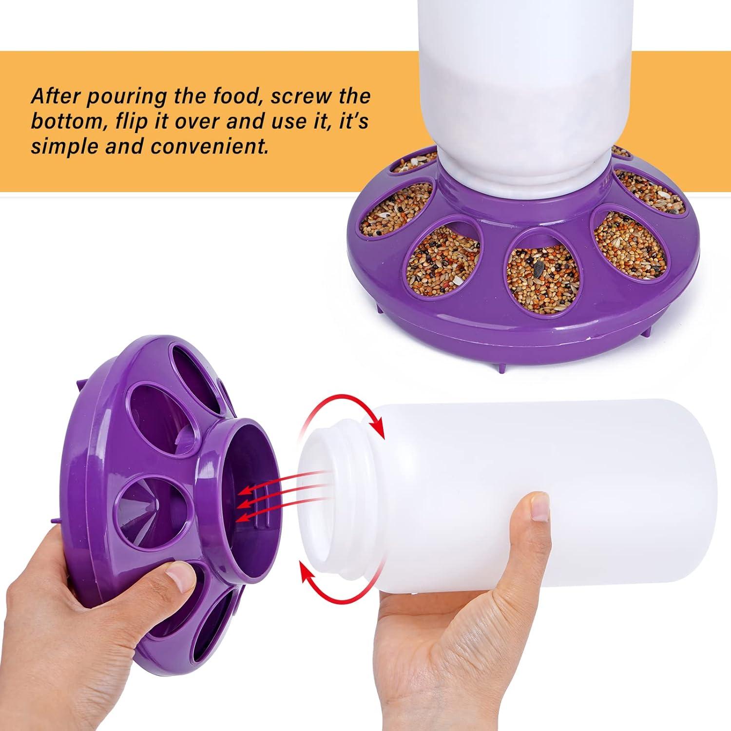 Kit de Comedero y Bebedero para Pollos NAOEDEAH 1L Púrpura