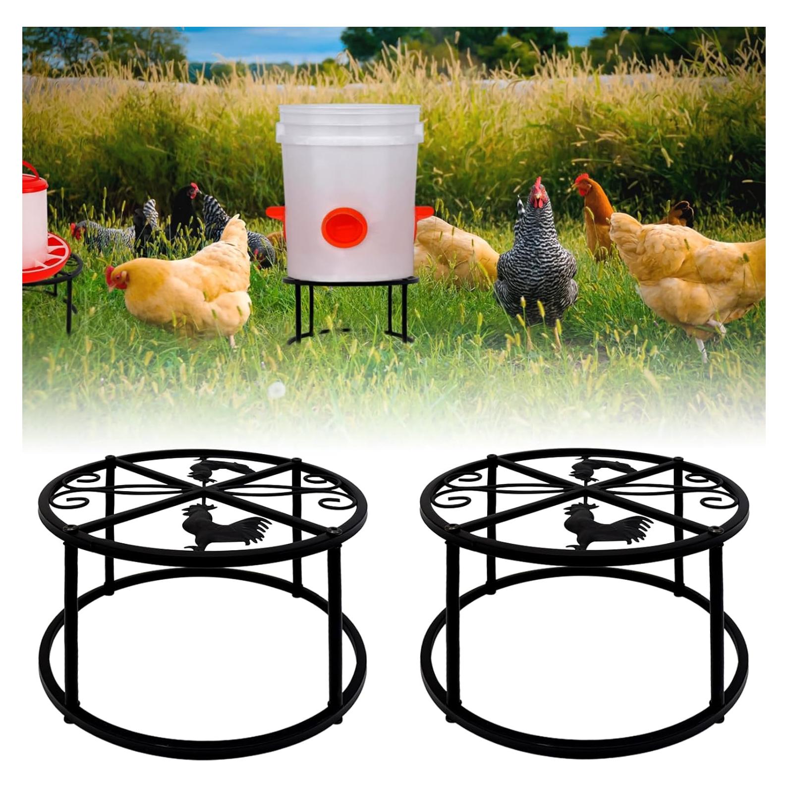 Soporte de Metal para Comedero y Bebedero de Pollos Beyoogeem - 2 Piezas