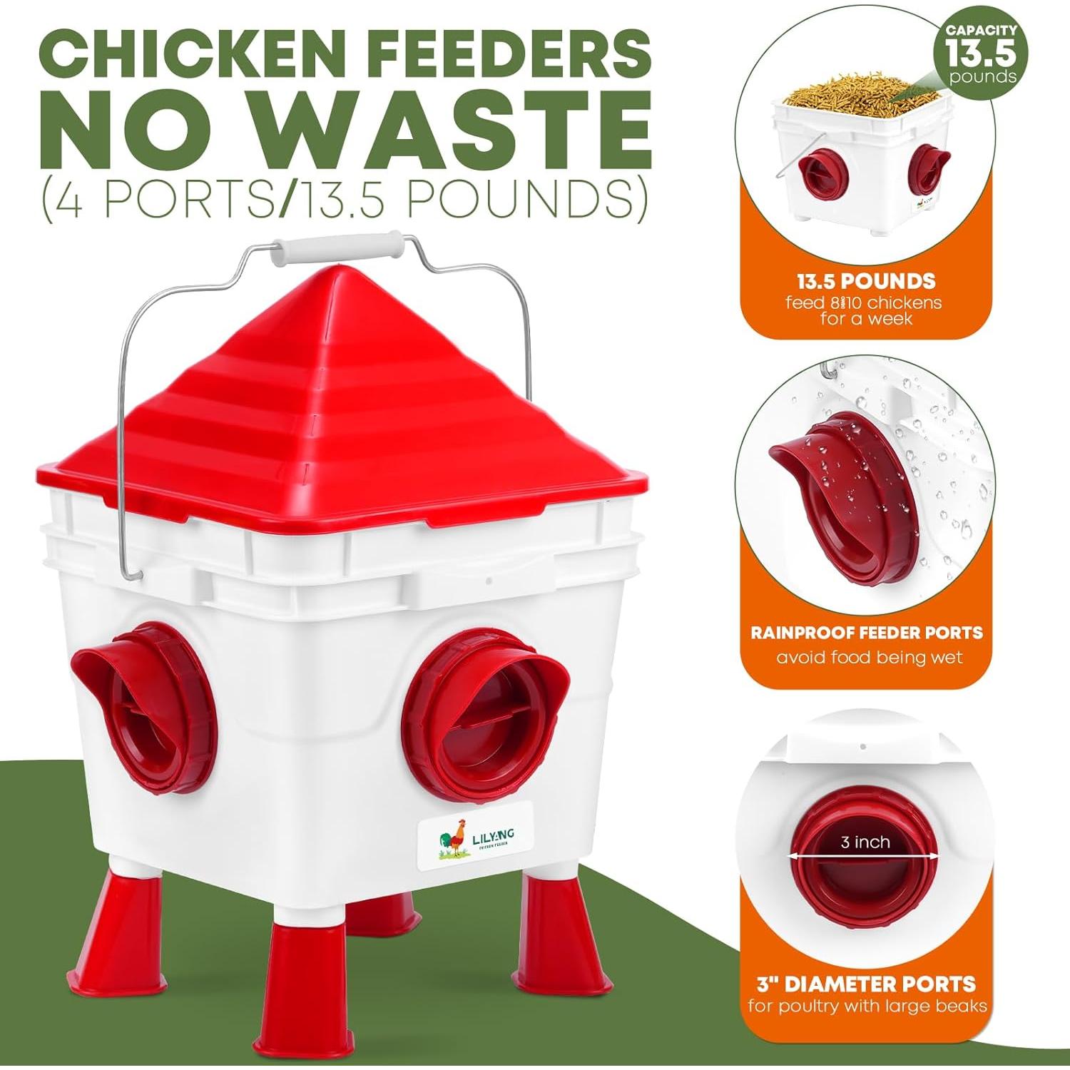 Alimentador y bebedero automático para pollos Lilyang 2.5 gal