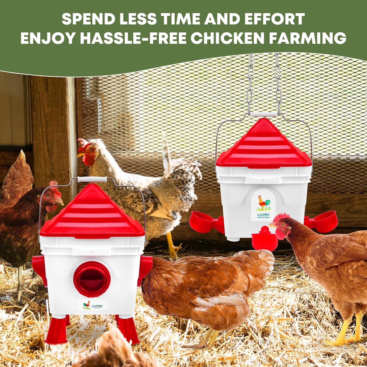 Alimentador y bebedero automático para pollos Lilyang 2.5 gal