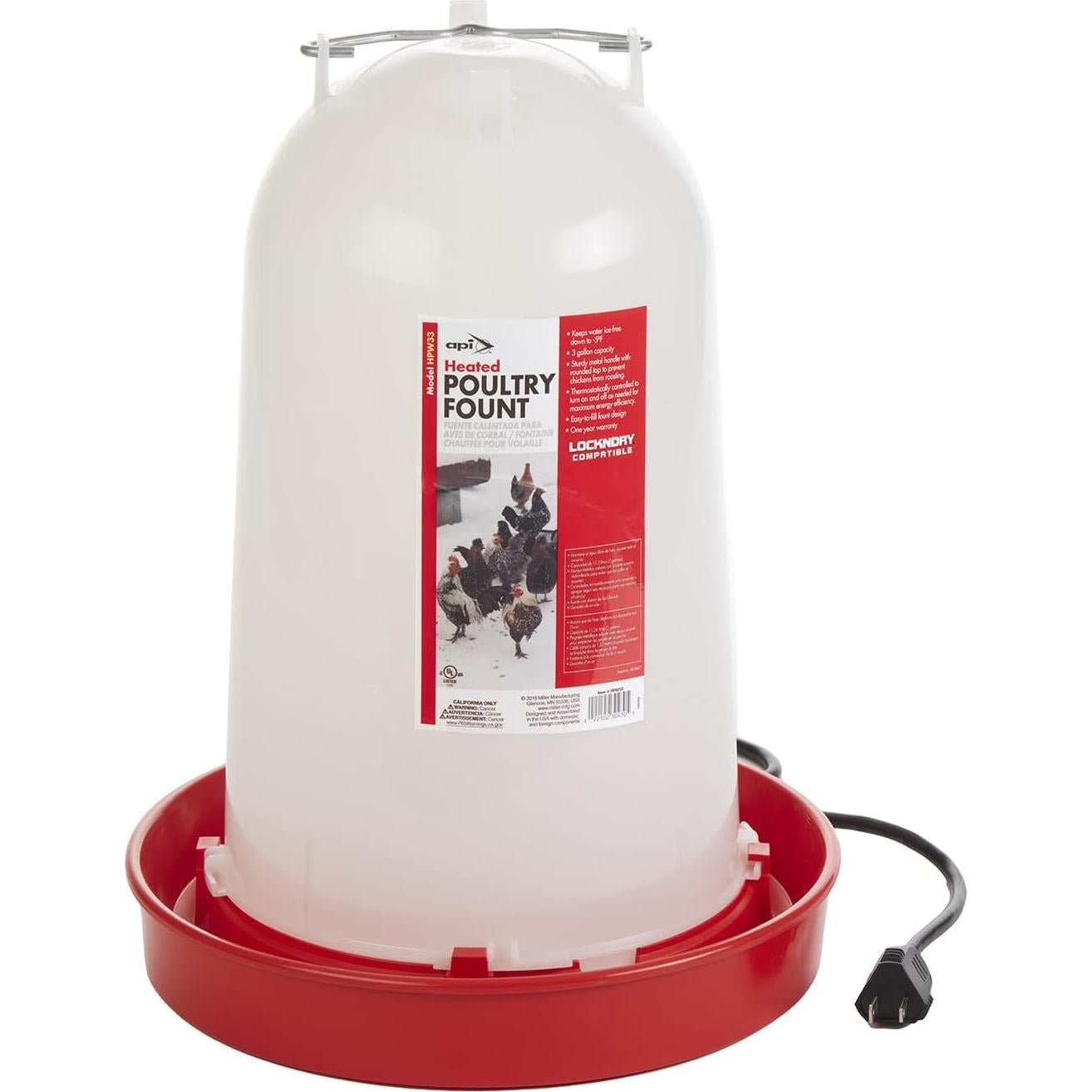 Calentador de Agua para Aves API HPW33 - 11.36L, Termostático