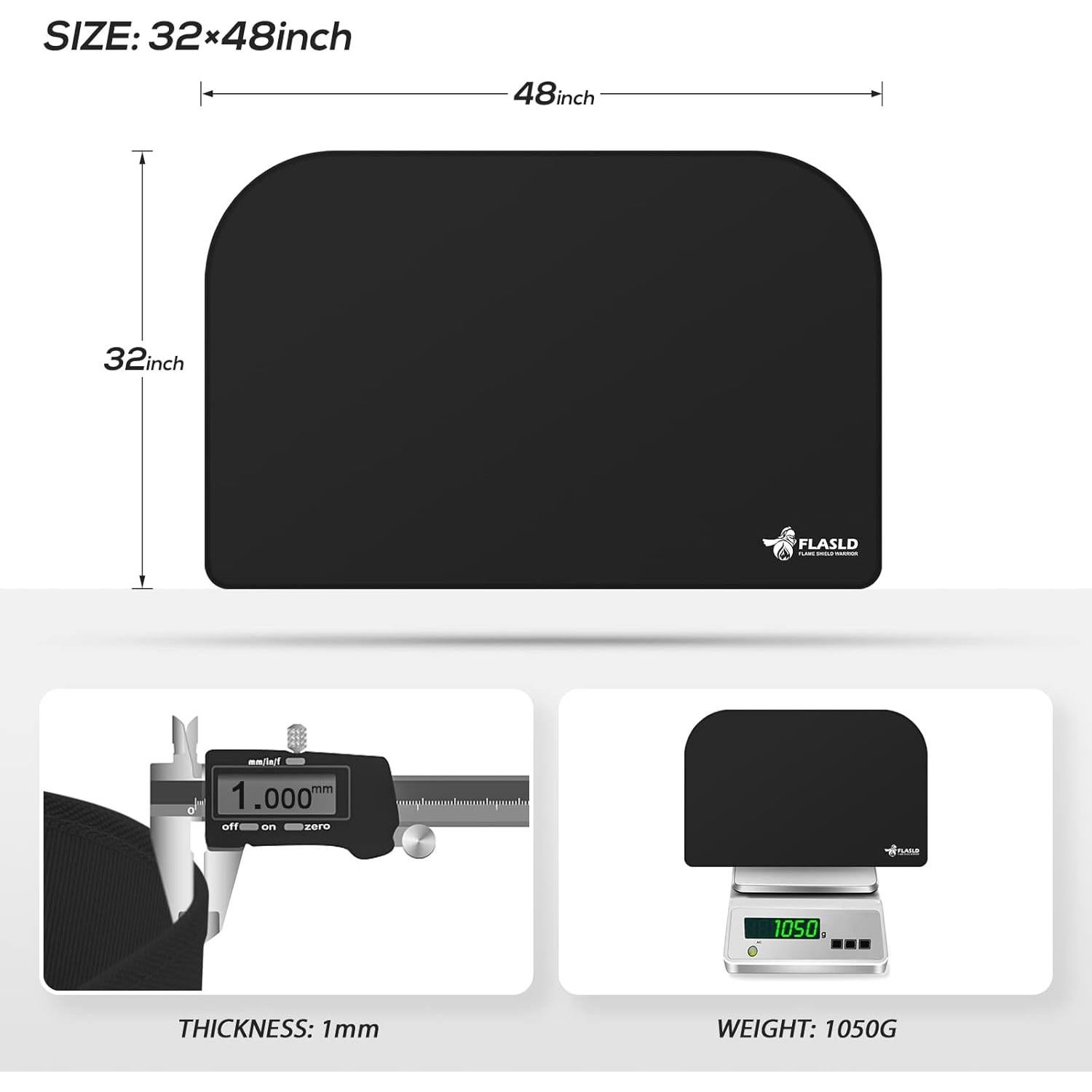 Alfombrilla para Chimenea FLASLD 81x122 cm Resistente al Fuego