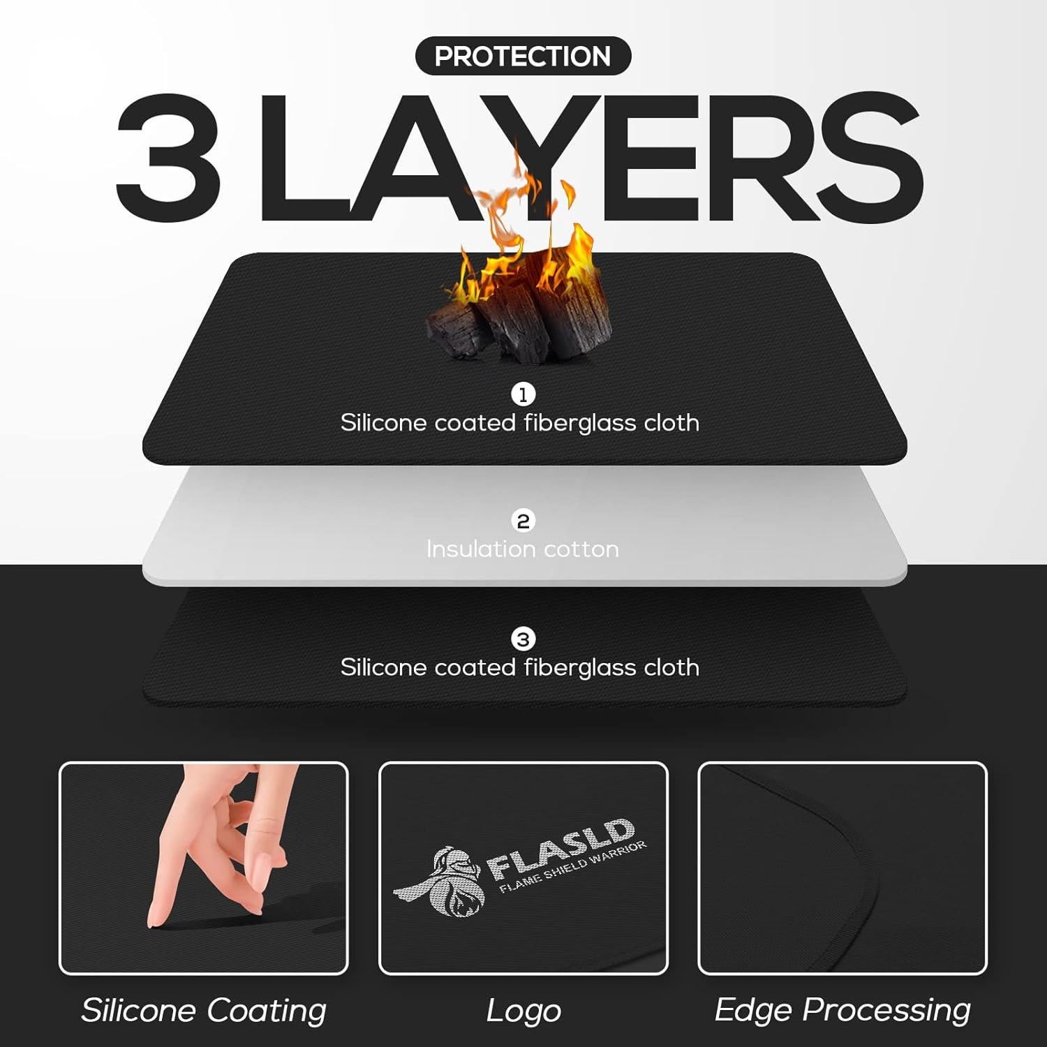 Alfombrilla para Chimenea FLASLD 81x122 cm Resistente al Fuego