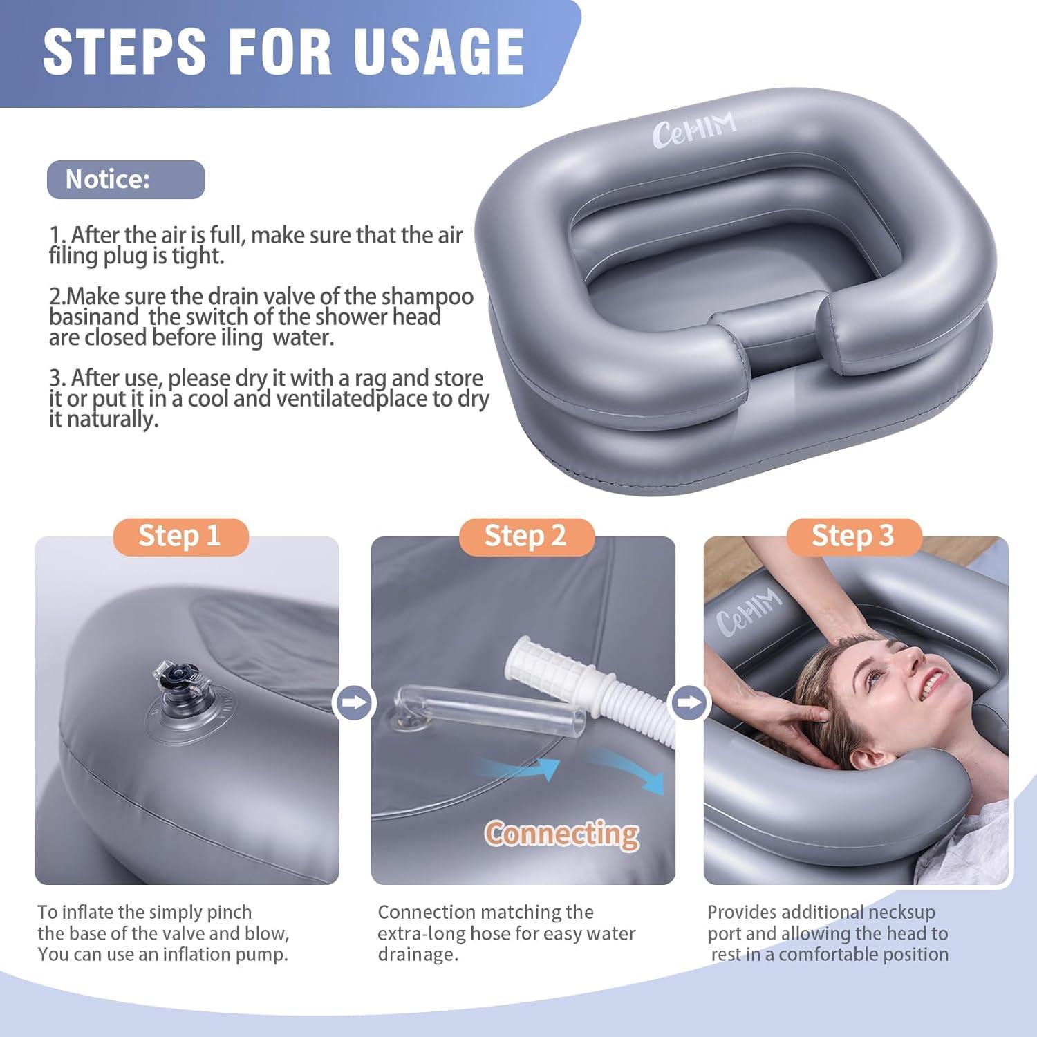 Bañera Inflable para Lavado de Cabello Cehim Plata 61x50x20 cm