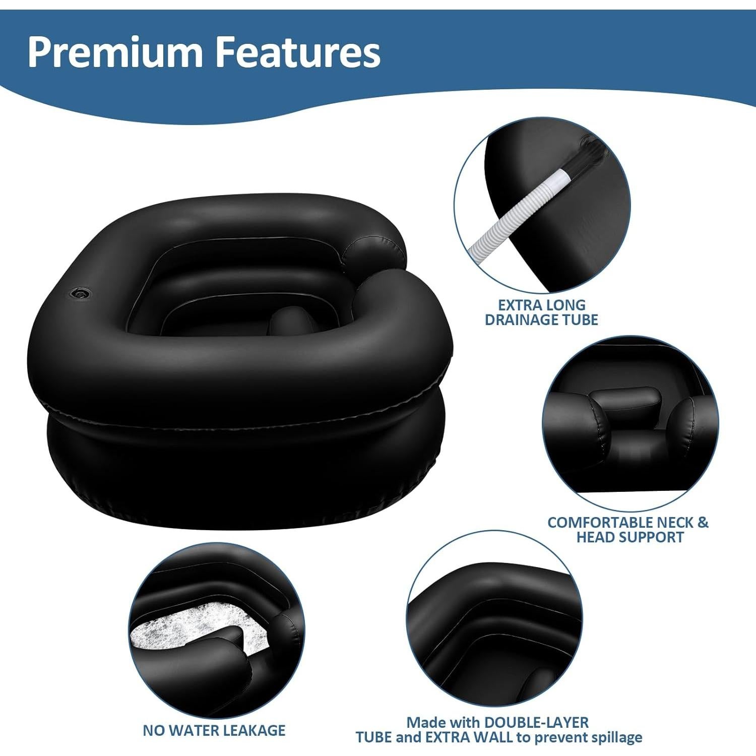 Basin de Lavado de Cabello Inflable BIRDDIE Negro 58x52x19cm