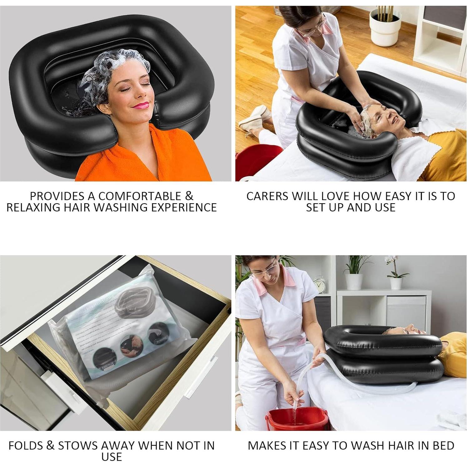 Basin de Lavado de Cabello Inflable BIRDDIE Negro 58x52x19cm