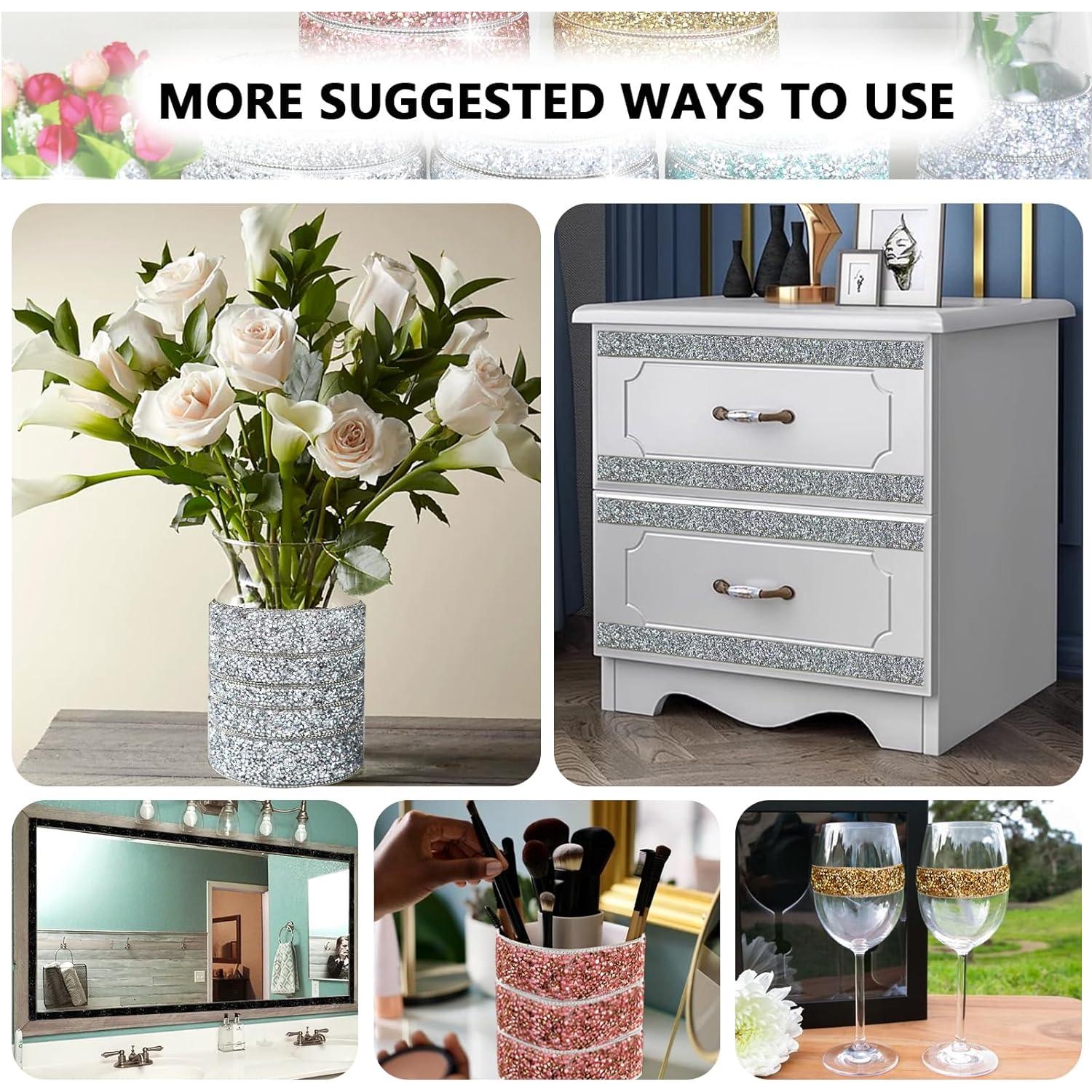 Cinta de Rhinestone Autoadhesiva Dowarm 2.74m 1cm Dorada