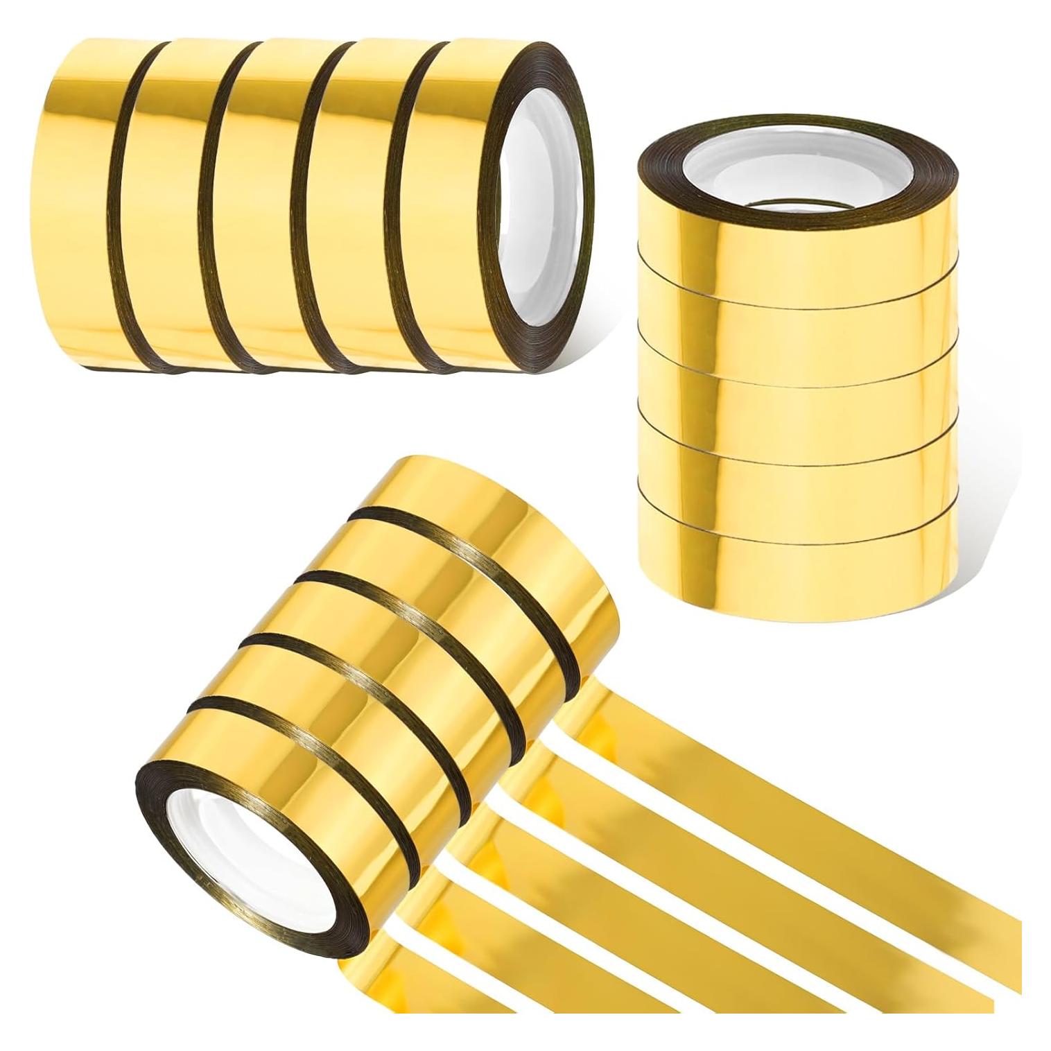 6 Rollos de Cinta Decorativa Dorada Psyqtsuary 1.2cm x 25m