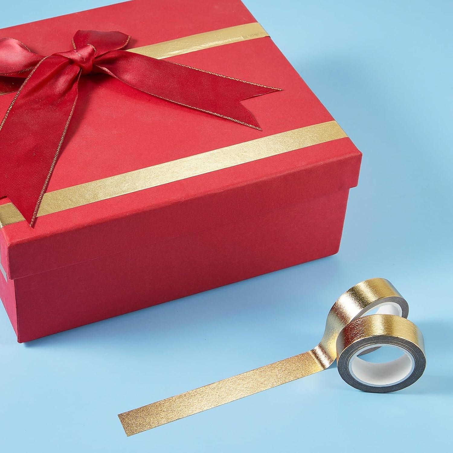 Cinta Washi Dorada Qyueyue - 2 Rollos 15mm x 10m Autoadhesiva