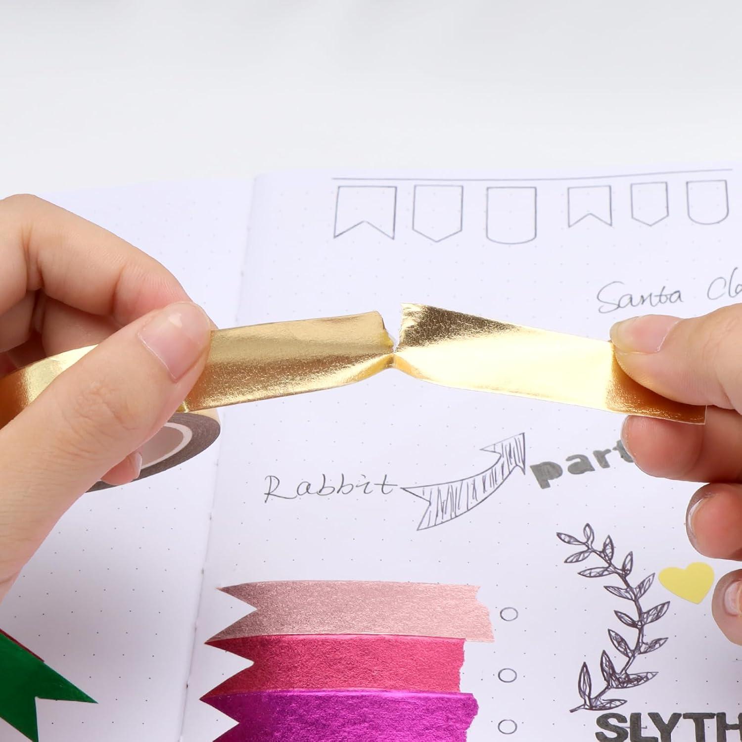 Cintas Washi Metálicas Doradas NatSumeBasics 3 Rollos 15mm x 10m