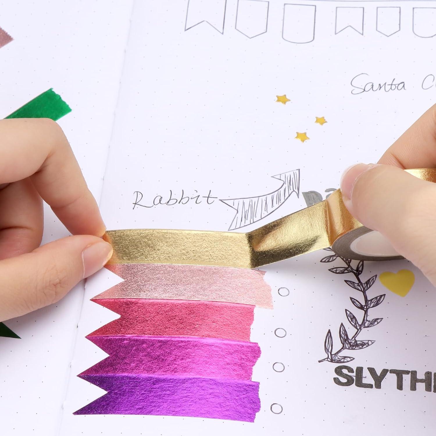 Cintas Washi Metálicas Doradas NatSumeBasics 3 Rollos 15mm x 10m