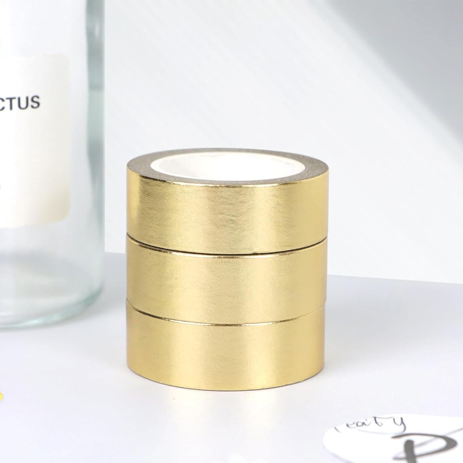 Cintas Washi Metálicas Doradas NatSumeBasics 3 Rollos 15mm x 10m