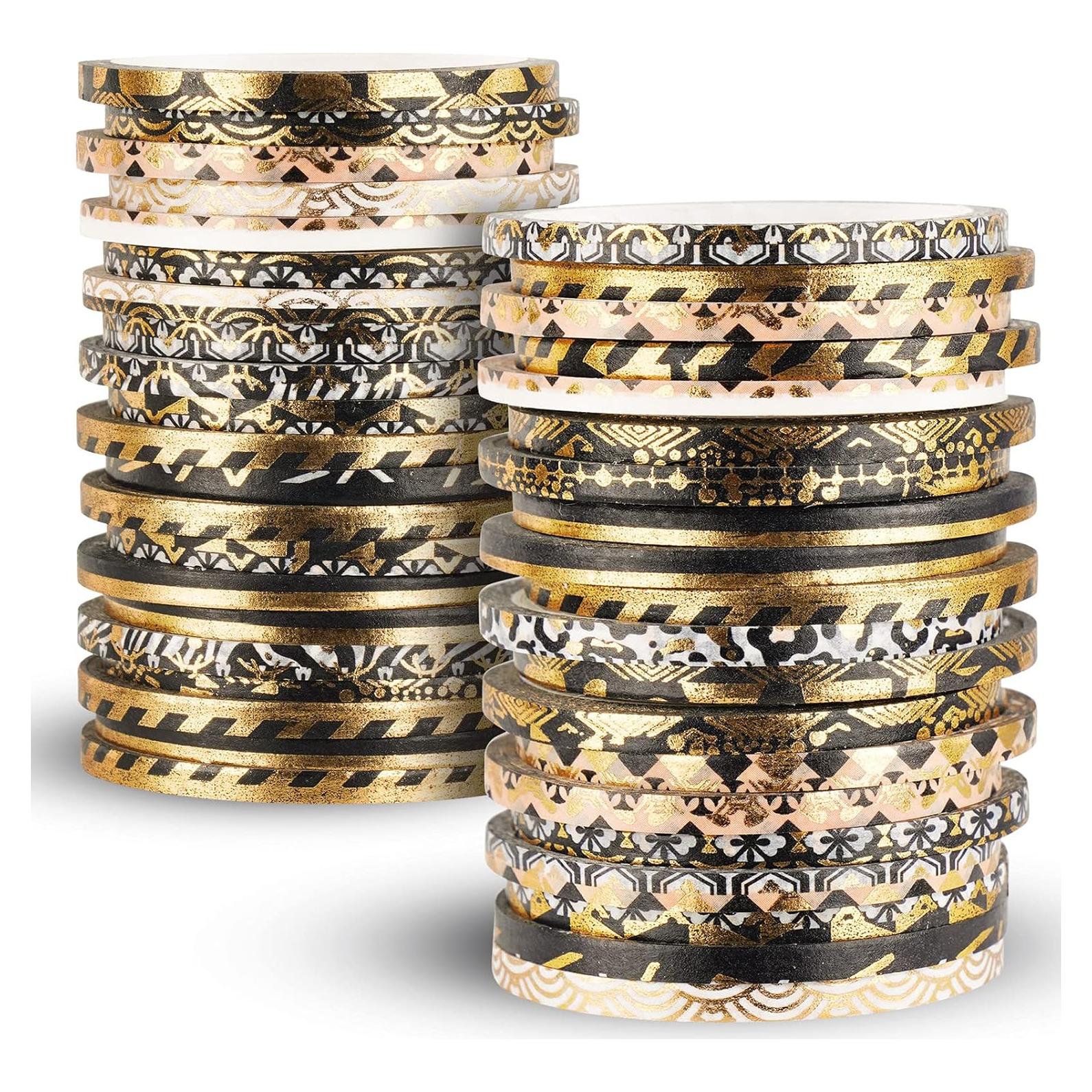 Conjunto de Cinta Washi NiArt con Foil Dorado 80g - 3-10mm
