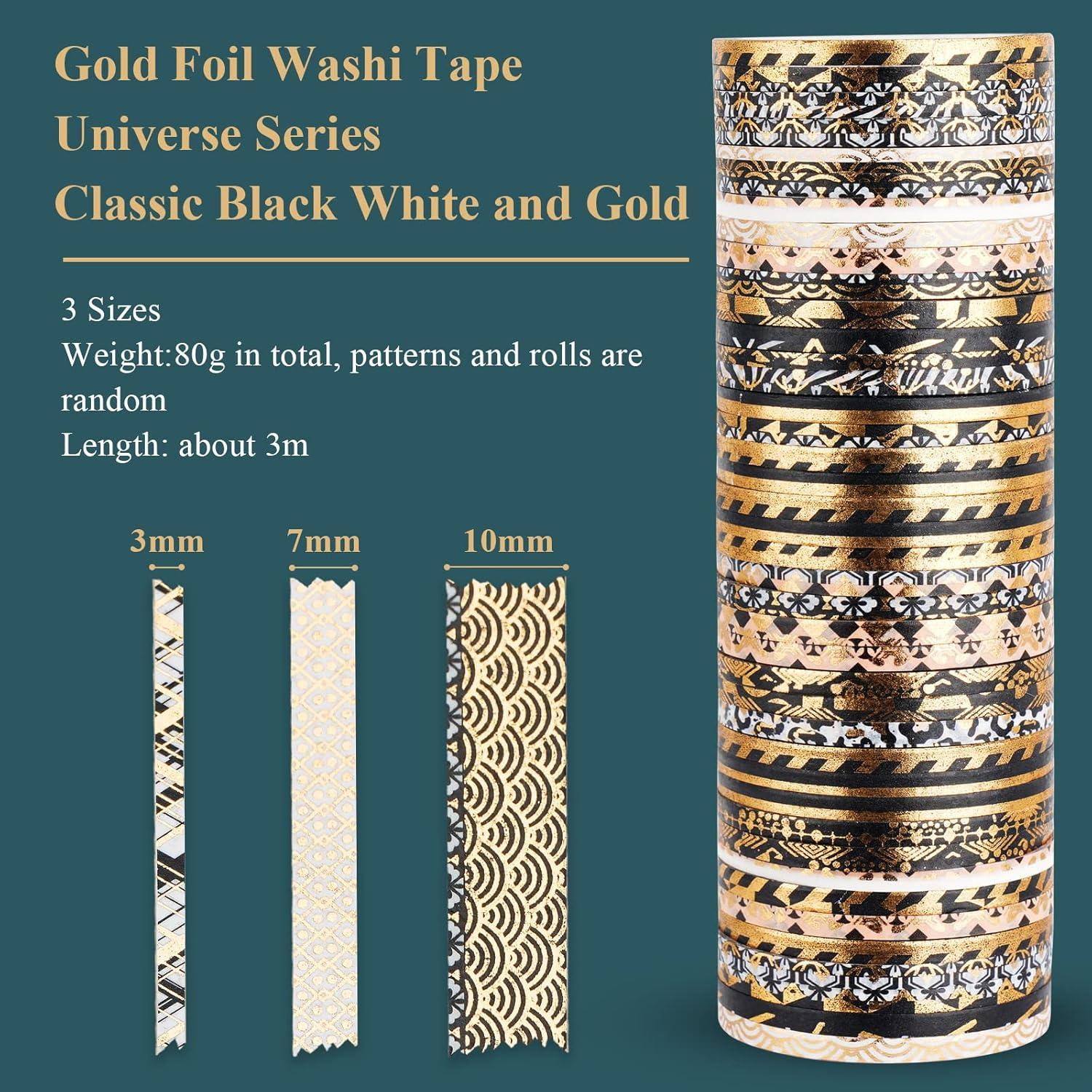 Conjunto de Cinta Washi NiArt con Foil Dorado 80g - 3-10mm