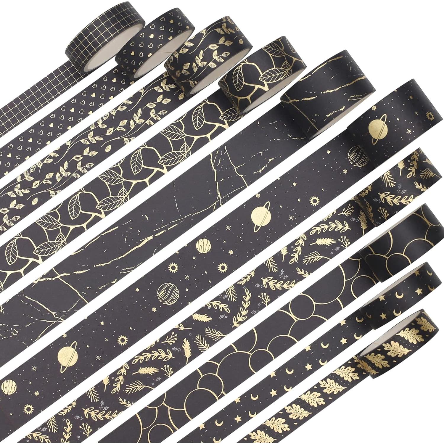 Conjunto de Cinta Washi YUBX 10 Rollos Decorativas Oro