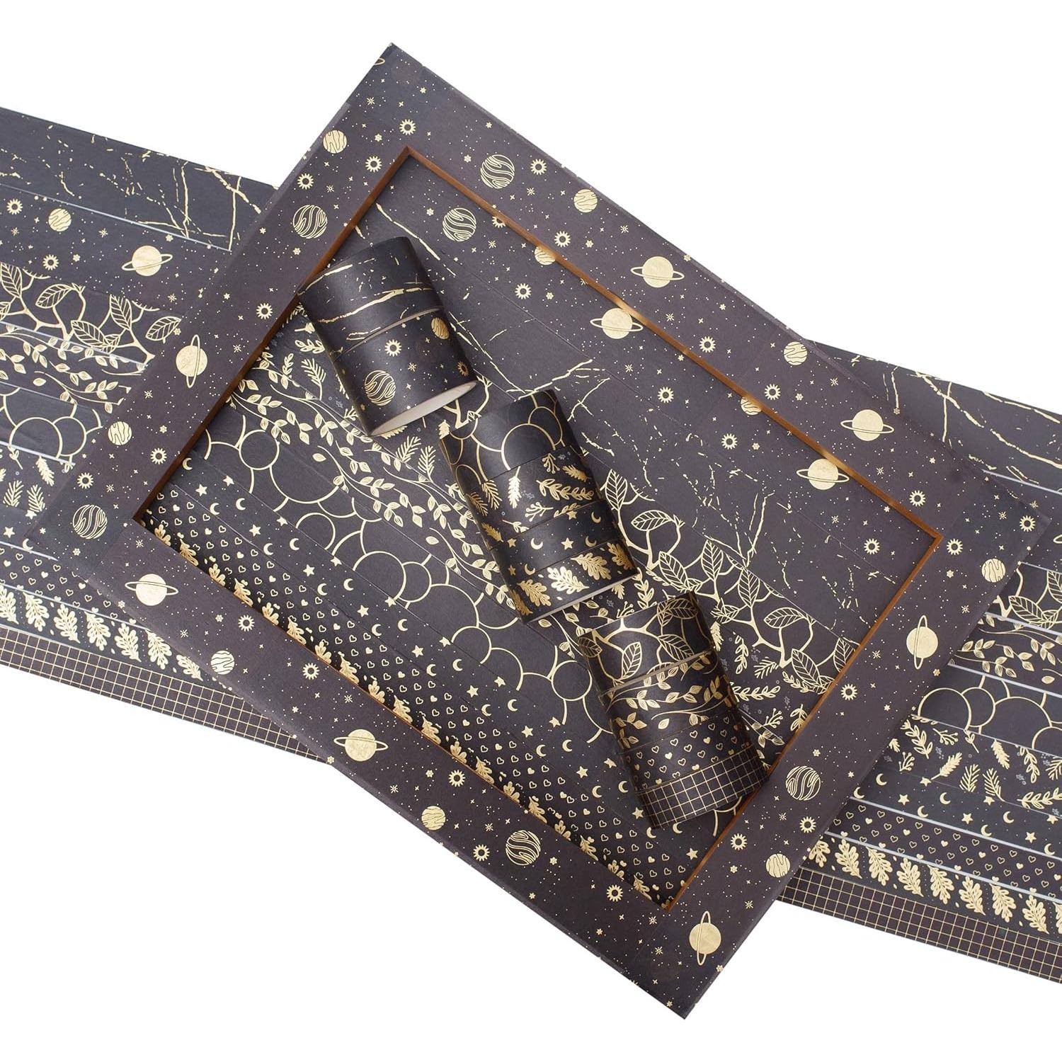 Conjunto de Cinta Washi YUBX 10 Rollos Decorativas Oro